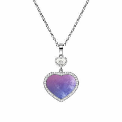 Pendentif Chopard Happy Hearts en or blanc, nacre et diamants