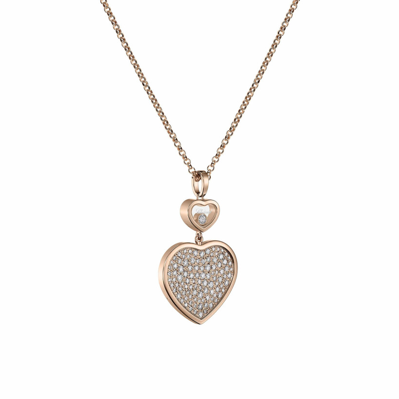 Pendentif Chopard Happy Hearts en or rose et diamants