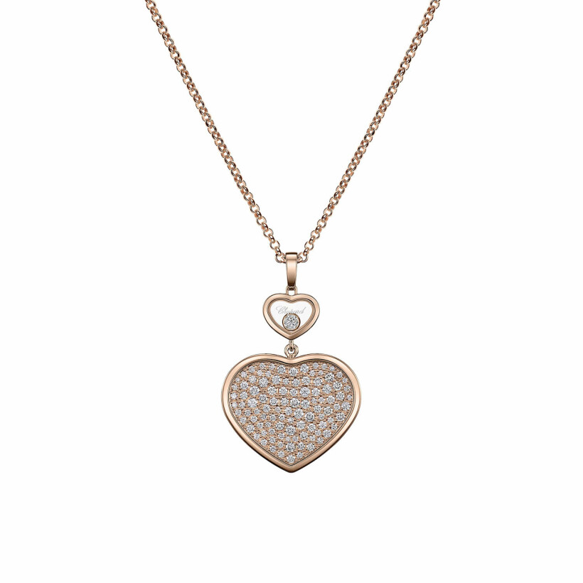 Pendentif Chopard Happy Hearts en or rose et diamants