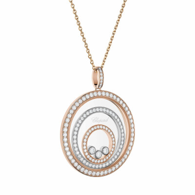 Chopard Happy Hearts Spirit pendant in pink and white, and diamonds