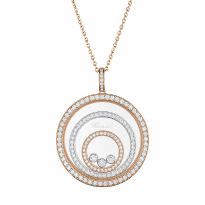 Chopard Happy Hearts Spirit pendant in pink and white, and diamonds