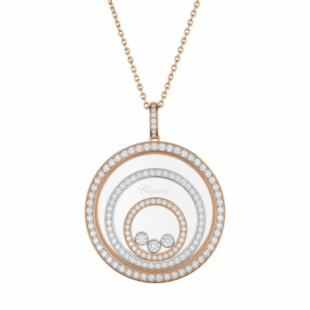 Pendentif Chopard Happy Hearts Spirit en rose et blanc, et diamants