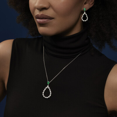 Chopard L'Heure du Diamant Drop pendant, ethical white gold, emerald and diamonds