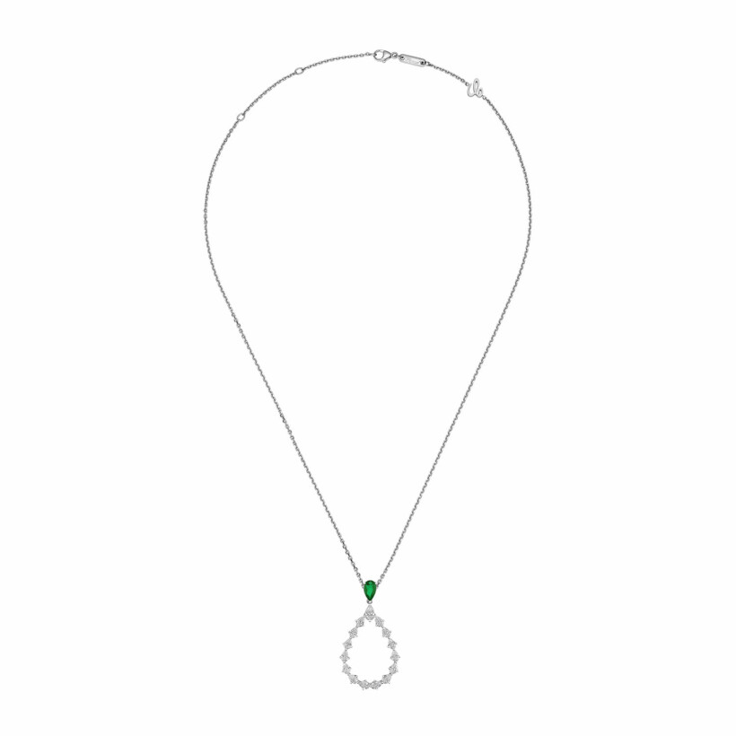 Chopard L'Heure du Diamant Drop pendant, ethical white gold, emerald and diamonds