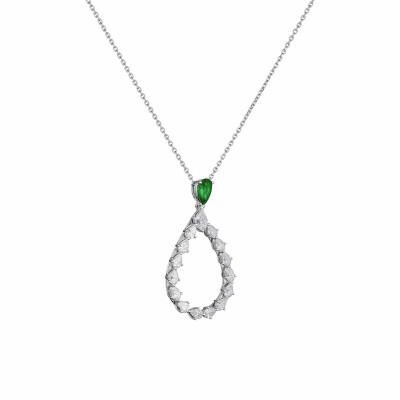 Pendentif Chopard L'Heure du Diamant Drop en or blanc éthique, émeraude et diamants