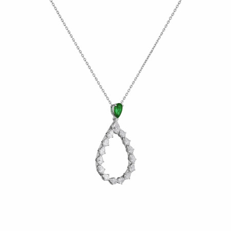 Pendentif Chopard L'Heure du Diamant Drop en or blanc éthique, émeraude et diamants