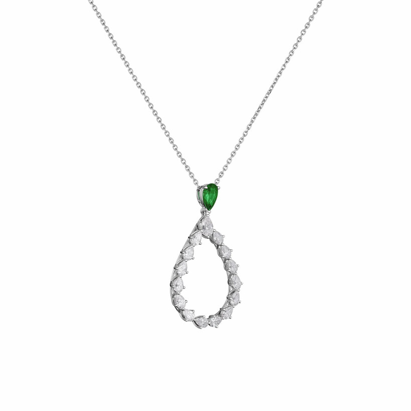 Chopard L'Heure du Diamant Drop pendant, ethical white gold, emerald and diamonds