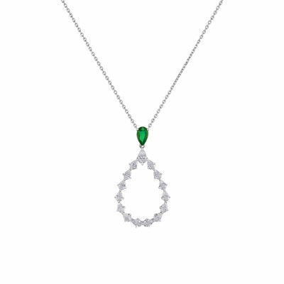 Pendentif Chopard L'Heure du Diamant Drop en or blanc éthique, émeraude et diamants