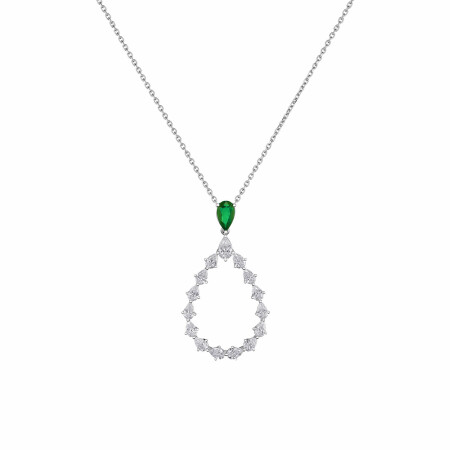 Pendentif Chopard L'Heure du Diamant Drop en or blanc éthique, émeraude et diamants