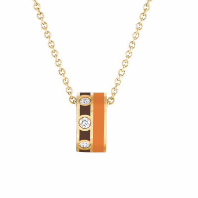 Pendentif Persan & Bellefond Token Lily Brown Terre Orange 5 Diamants PEJDIVBOO