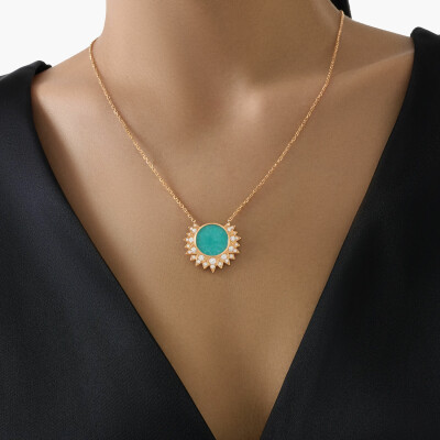 Pendentif Piaget Sunlight en or rose, amazonite et diamants