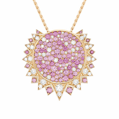 Pendentif Piaget Sunlight en or rose, saphirs roses et diamants