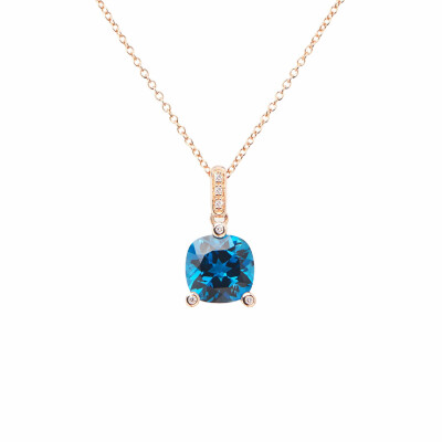 Pendentif Poiray Filles Antik en or rose, diamants et topaze Blue London