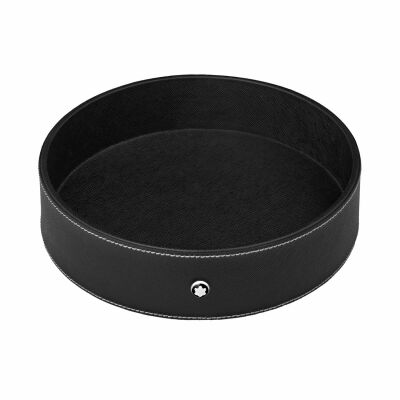 Plateau de Bureau Montblanc Rond en Cuir Noir (Grand)