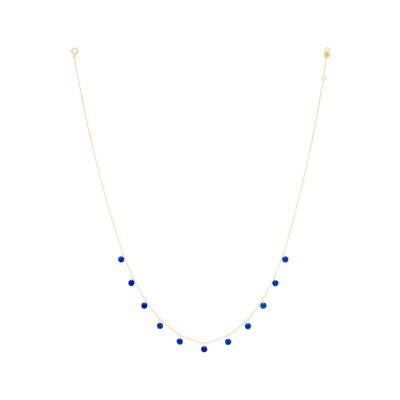 Collier La Brune & La Blonde Polka en or jaune et lapis lazuli, 42cm