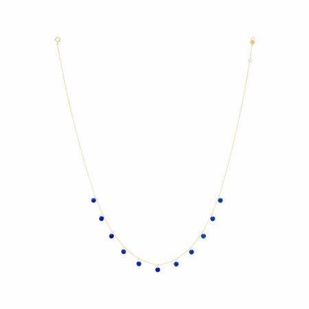 La Brune & La Blonde Polka necklace, yellow gold and lapis lazuli, 45cm