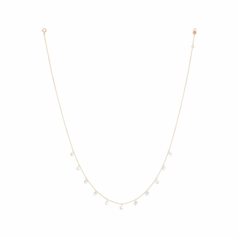 La Brune & La Blonde Polka necklace, rose gold and white mother of pearl, 45cm