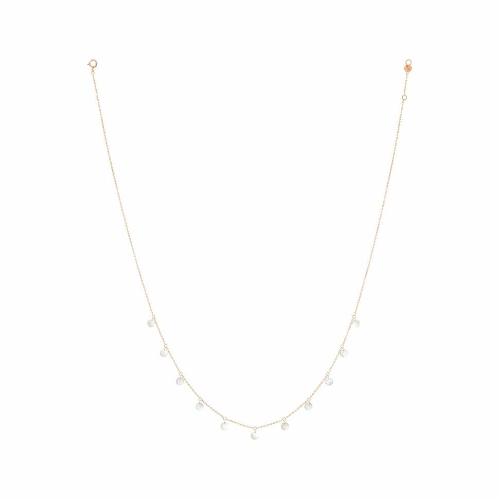 La Brune & La Blonde Polka necklace, rose gold and white mother of pearl, 42cm