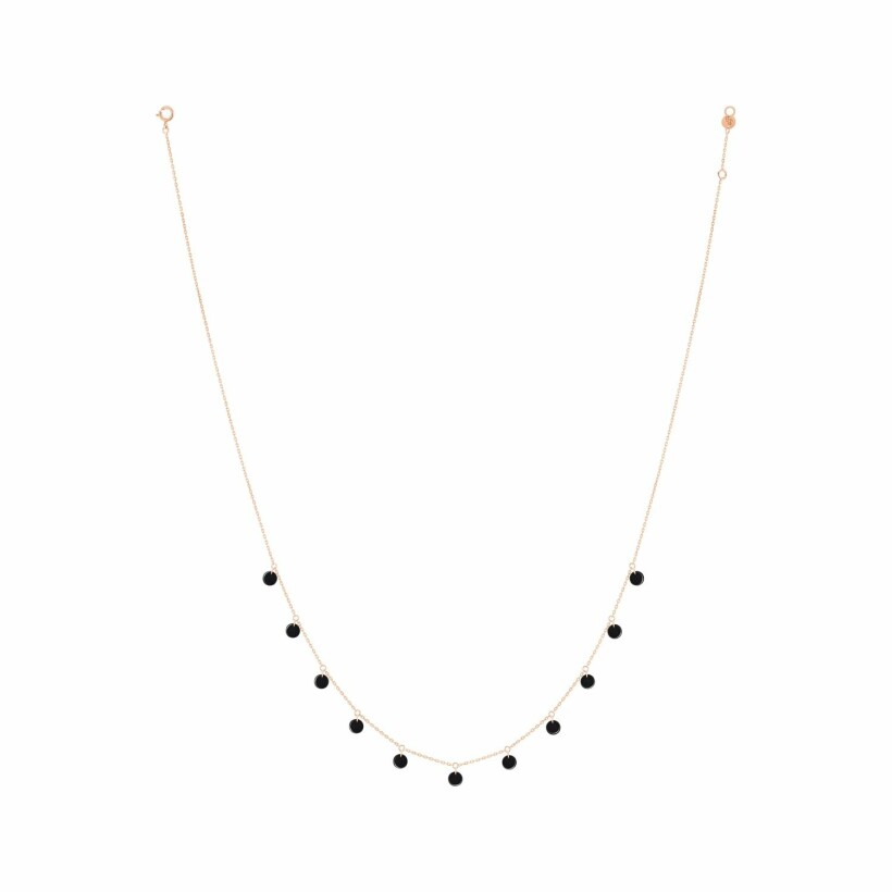 La Brune & La Blonde Polka necklace, rose gold and black onyx, 45cm
