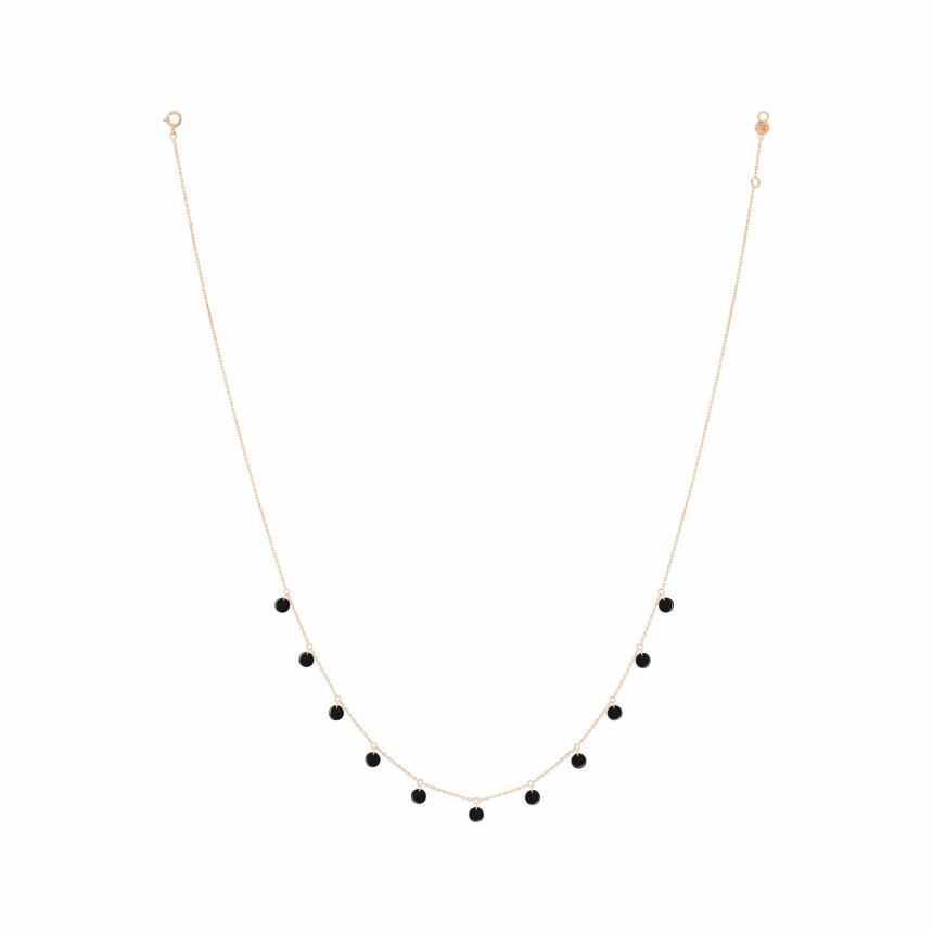 La Brune & La Blonde Polka necklace, rose gold and black onyx, 42cm