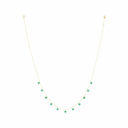 Collier La Brune & La Blonde Polka en or jaune et onyx vert, 42cm