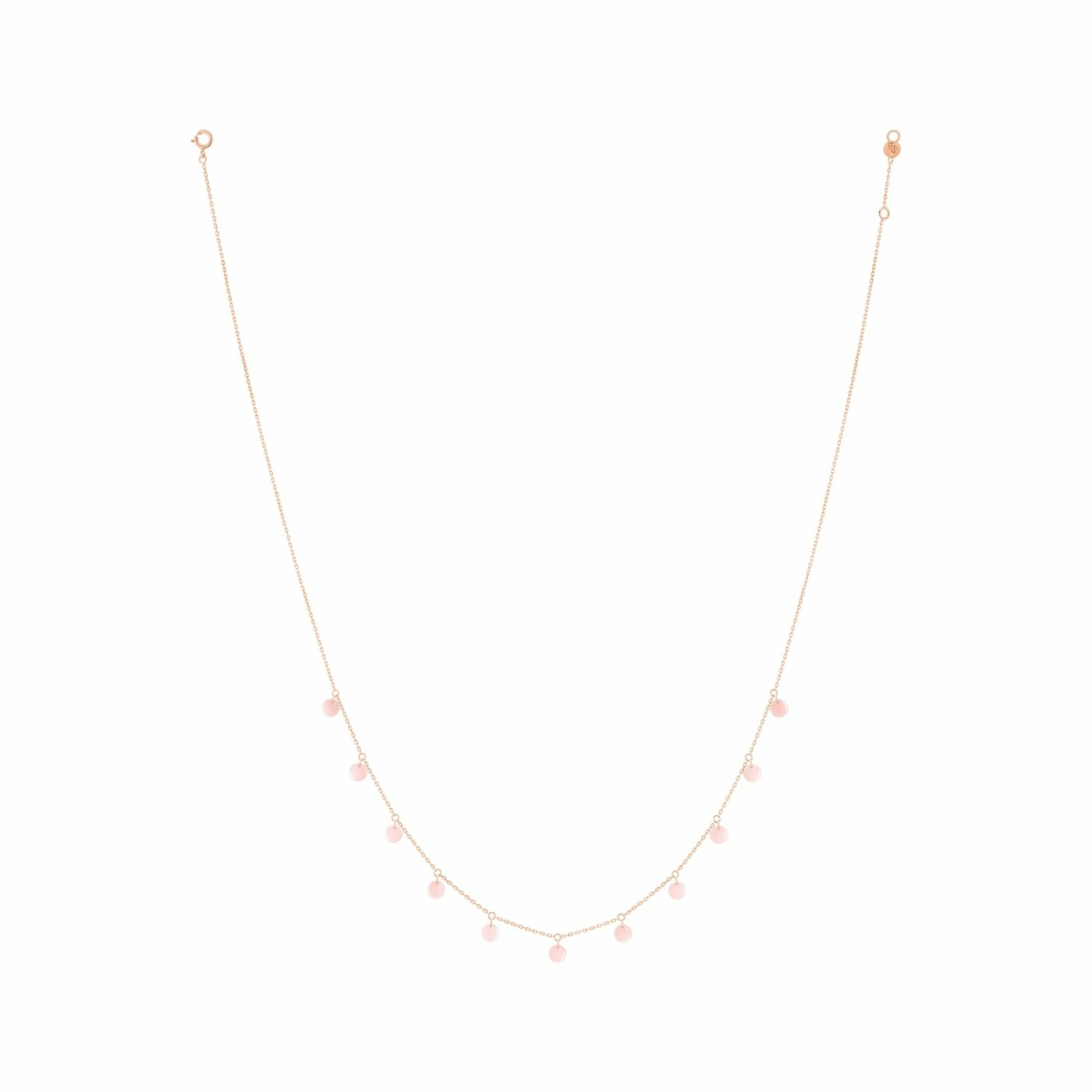 Collier La Brune & La Blonde Polka en or rose et opale rose, 42cm