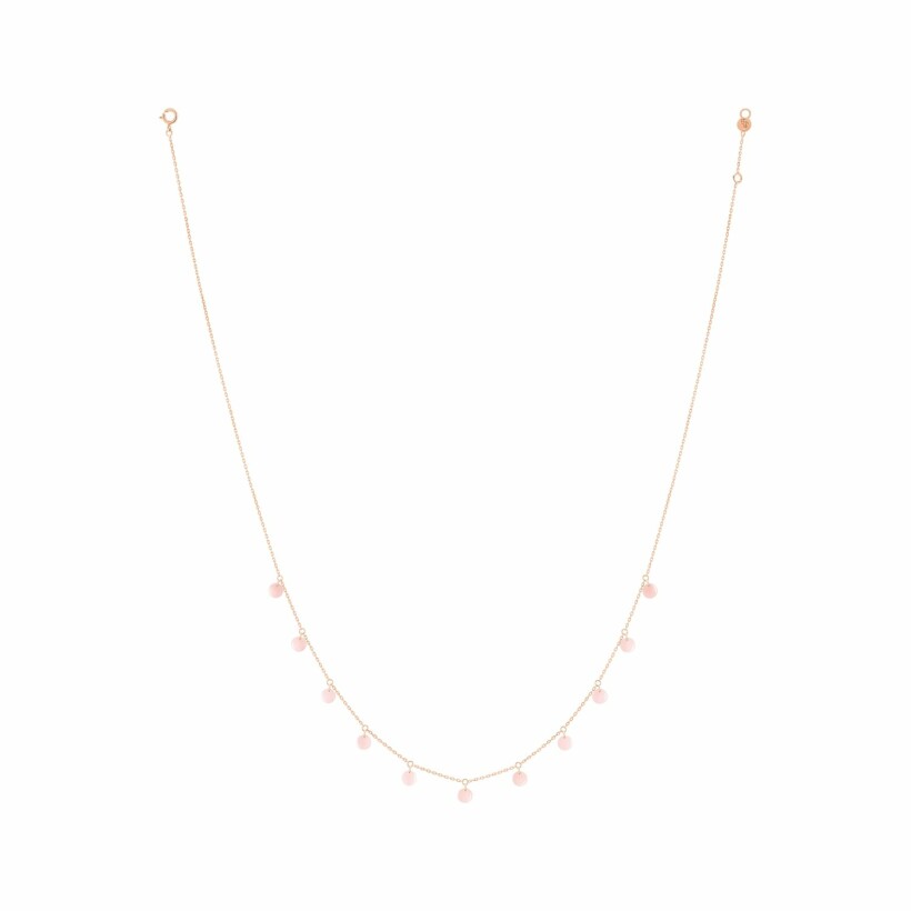 La Brune & La Blonde Polka necklace, rose gold and pink opal, 45cm