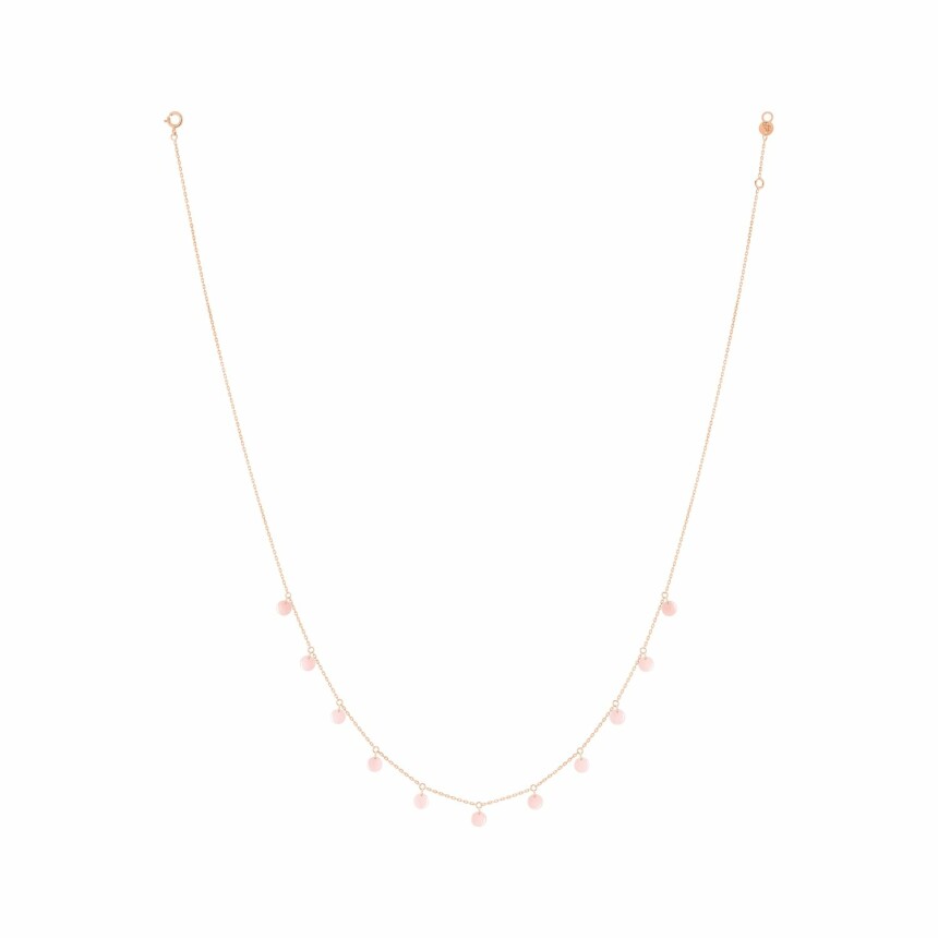 La Brune & La Blonde Polka necklace, rose gold and pink opal, 45cm