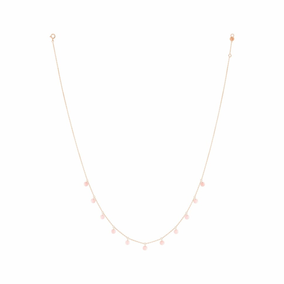 La Brune & La Blonde Polka necklace, rose gold and pink opal, 42cm