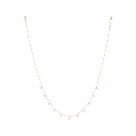 La Brune & La Blonde Polka necklace, rose gold and pink opal, 45cm