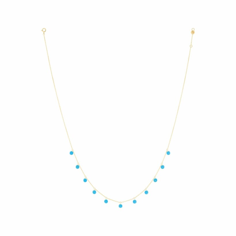 La Brune & La Blonde Polka necklace, yellow gold and turquoise, 45cm