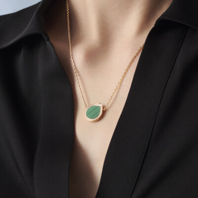 Repossi Antifer necklace, pink gold, diamonds and malachite