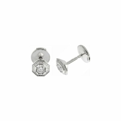 Boucles d'oreilles octogone en or blanc et diamant de 0.30ct