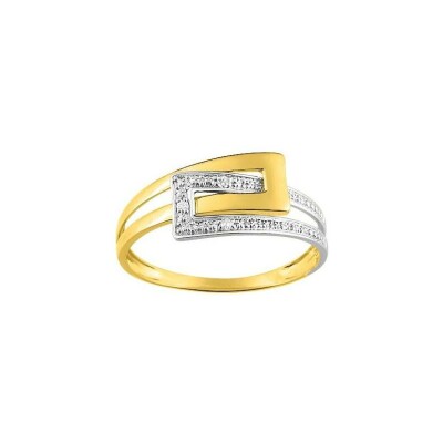 Bague en or blanc, or jaune et diamants de 0.015ct