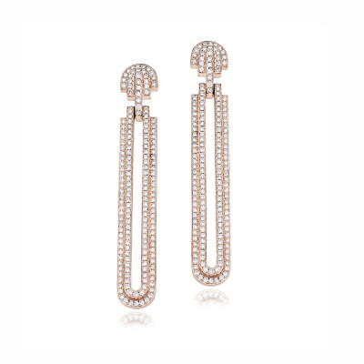Retro Casablanca earrings, rose gold and diamonds