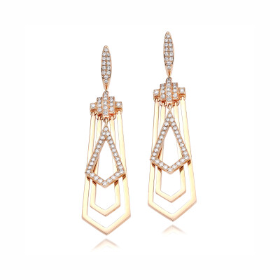 Retro Casablanca earrings, rose gold and diamonds