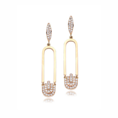 Retro Casablanca earrings, rose gold and diamonds