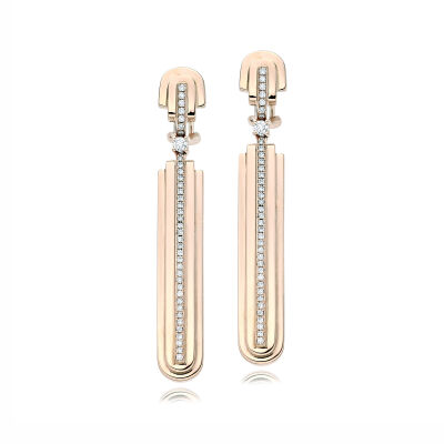 Retro Casablanca earrings, rose gold and diamonds