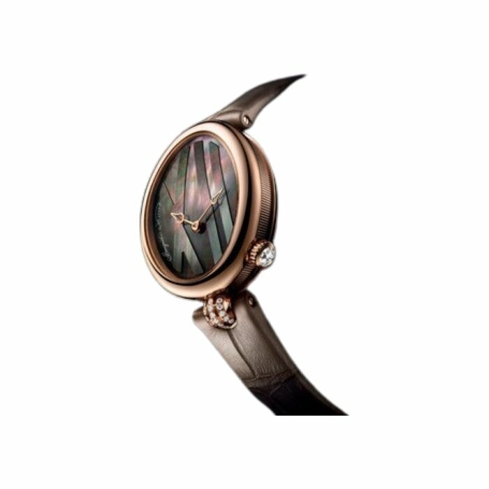 Montre Breguet Reine de Naples mini Princesse, en Or rose sur croco, cadran nacré noir, automatique