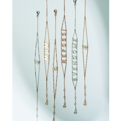 Bracelet Repossi Letters Serti sur Vide en or rose et diamants