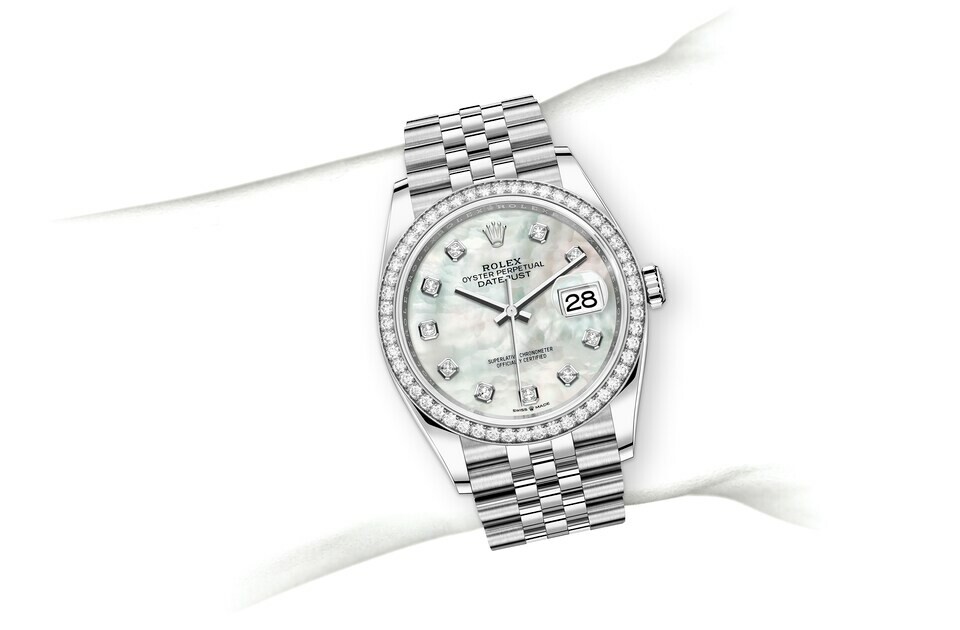 Rolex Datejust 36 in White Rolesor - combination of Oystersteel and white gold M126284RBR-0011 at Ferret