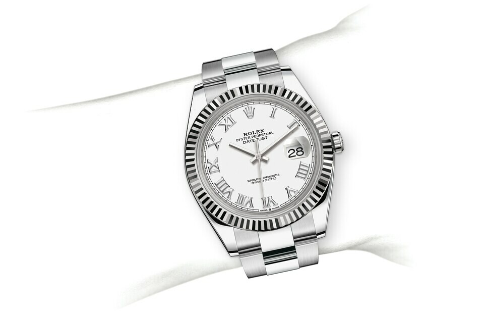 Rolex Datejust 41 in White Rolesor - combination of Oystersteel and white gold M126334-0023 at Ferret