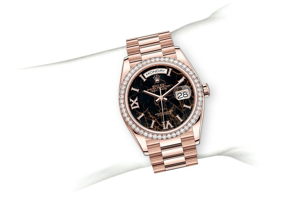 Rolex Day‑Date 36 in 18 ct Everose gold M128345RBR-0044 at Raynal