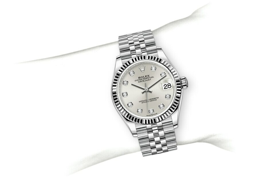 Rolex Datejust 31 in White Rolesor - combination of Oystersteel and white gold M278274-0030 at Felopateer Palace