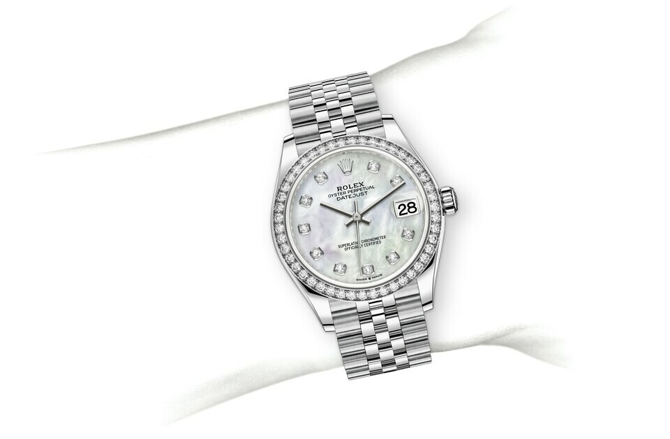 Rolex Datejust 31 in White Rolesor - combination of Oystersteel and white gold M278384RBR-0008 at Felopateer Palace