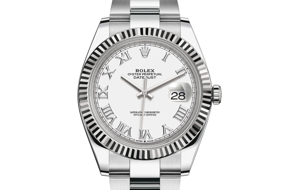Rolex Datejust 41 in White Rolesor - combination of Oystersteel and white gold M126334-0023 at Dubail