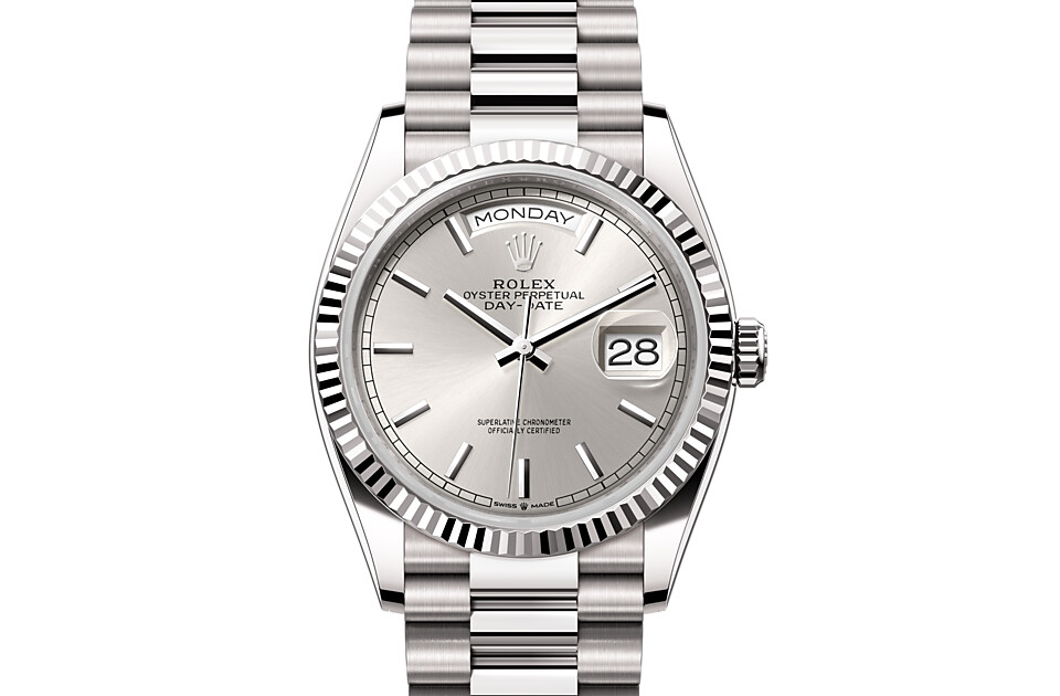 Rolex Day‑Date 36 in 18 ct white gold M128239-0005 at Felopateer Palace