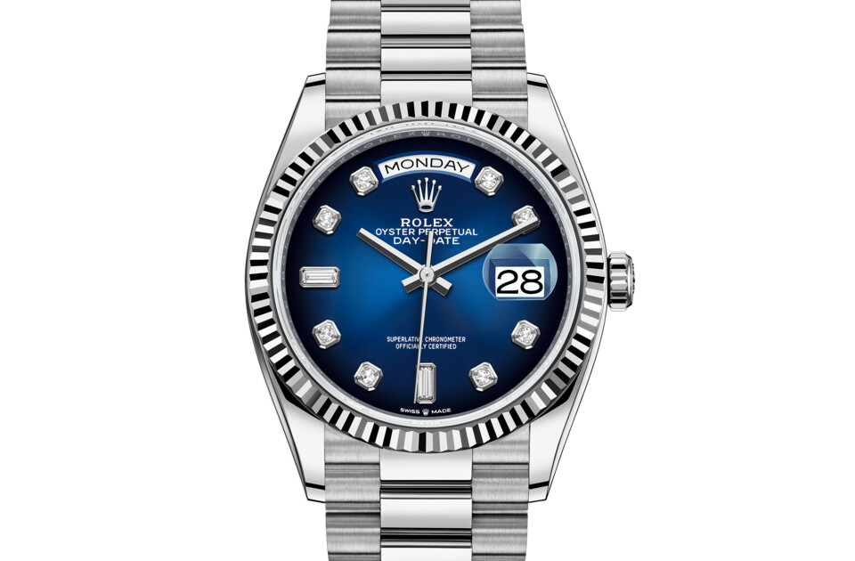 Rolex Day‑Date 36 in 18 ct white gold M128239-0023 at The Vault