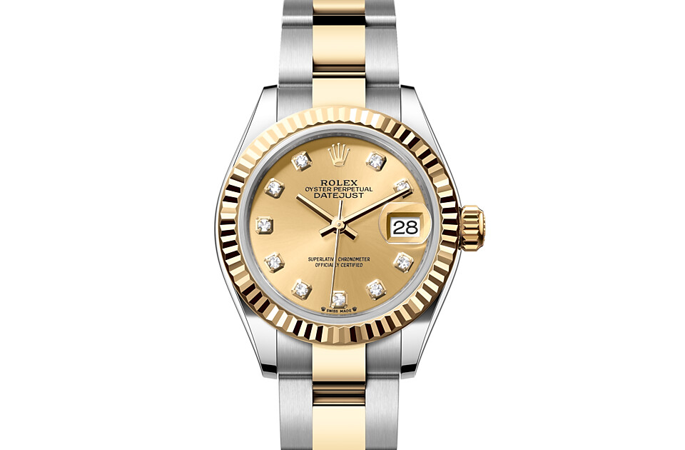 Rolex Lady‑Datejust en Rolesor jaune – combinaison d’acier Oystersteel et d’or jaune M279173-0012 chez Dubail