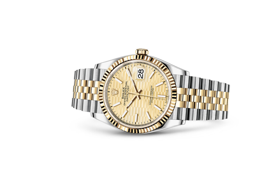 Rolex Datejust 36 in Yellow Rolesor - combination of Oystersteel and yellow gold M126233-0039 at DOUX Joaillier - view 2